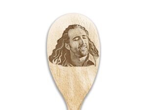 nicolas cage face on wooden spoon funny nic cage on things nicolas cage fan gifts for birthday housewarming gift meme gift chef cook