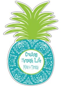 personalized blue pineapple magnet decoration customized for your stateroom door on your cruise, refrigerator, desk, etc.