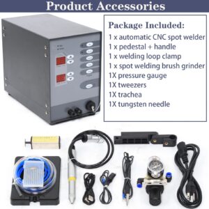 Permanent Jewelry Welder Kit, Automatic Spot Welder Pulse Argon Arc Welding Machine Jewelry Welder, for Jewelry Restoration, 50-600A, with Welding Loop Clamp, Pressure Gauge, Tweezers