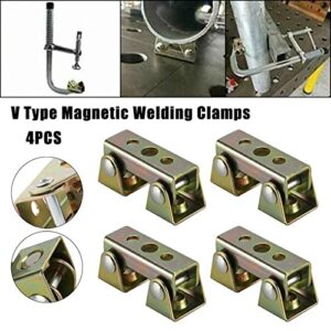 Welding Magnets Clamps 4pcs V Type Welding Jig Adjustable Magnetic Welding Clamps V Pads Fixture Holder Strong Welder Hand Tool