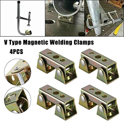 Welding Magnets Clamps 4pcs V Type Welding Jig Adjustable Magnetic Welding Clamps V Pads Fixture Holder Strong Welder Hand Tool