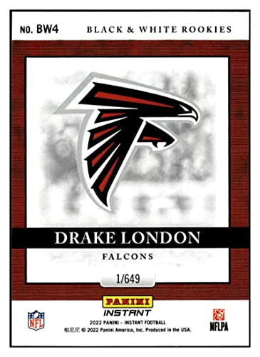 DRAKE LONDON RC 2022 Panini Instant Black & White ROOKIE /649#BW4 NM+-MT+ NFL Football Falcons