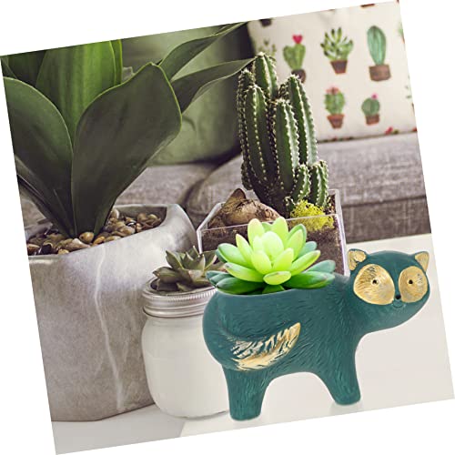 Angoily 1pc Plants Cactus Porcelain Square Planters Balcony Green Drainage Holder Indoor Succulents Decor Gifts Tabletop Flowerpot Bonsai Statue Unique Hole Art Elephant Table Container