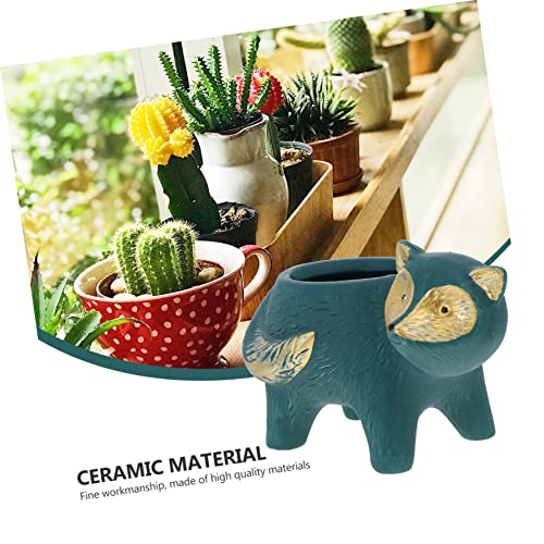 Angoily 1pc Plants Cactus Porcelain Square Planters Balcony Green Drainage Holder Indoor Succulents Decor Gifts Tabletop Flowerpot Bonsai Statue Unique Hole Art Elephant Table Container