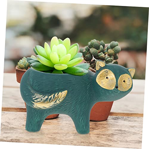 Angoily 1pc Plants Cactus Porcelain Square Planters Balcony Green Drainage Holder Indoor Succulents Decor Gifts Tabletop Flowerpot Bonsai Statue Unique Hole Art Elephant Table Container