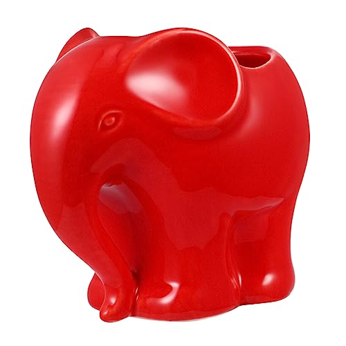 Angoily Plants Outdoor Container for Plant Desktop Decorations Bonsai Red Decor Cartoon Small Office Nursery Cute Pots/Planter/Container Pot Elephant Containers Home Shape Creative Table