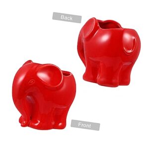 Angoily Plants Outdoor Container for Plant Desktop Decorations Bonsai Red Decor Cartoon Small Office Nursery Cute Pots/Planter/Container Pot Elephant Containers Home Shape Creative Table