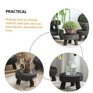 ifundom Wooden Potted Plant Stand Flower Pot Display Stand Dessert Stand House Plants Indoors Live Black Round Tray Coffee Tray Tea Trays for Serving Wood Riser Mouton Potted Flower Small