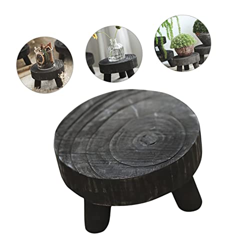 ifundom Wooden Potted Plant Stand Flower Pot Display Stand Dessert Stand House Plants Indoors Live Black Round Tray Coffee Tray Tea Trays for Serving Wood Riser Mouton Potted Flower Small