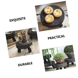 ifundom Wooden Potted Plant Stand Flower Pot Display Stand Dessert Stand House Plants Indoors Live Black Round Tray Coffee Tray Tea Trays for Serving Wood Riser Mouton Potted Flower Small