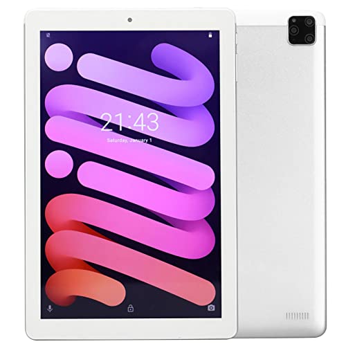 White 10 Inch Tablet 4GB RAM 256GB ROM 100-240V Octacore Gaming Tablet (US Plug)