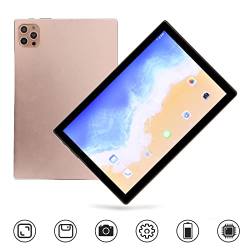 Gaming Tablet, 256GB ROM 10GB RAM 10.1in Tablet Dual SIM for Office (Gold)