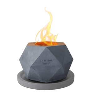 tabletop fire pit indoor outdoor fire pit small rubbing alcohol fireplace, ethanol fire pit mini fire pit for s’mores, table top fire pit bowl concrete fireplace with 6’’ light gray base