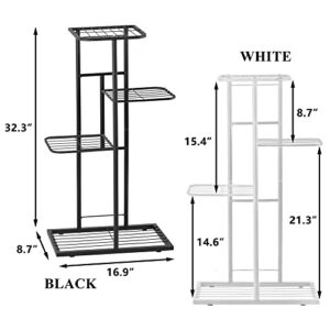 JEPRECO Metal Plant Stand 4 Tier 5 Potted, Multiple Flower Pot Holder Shelves Organizer Rack for Garden Balcony Patio Living Room Indoor Outdoor, White