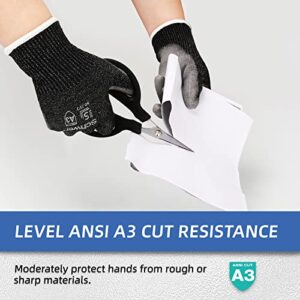 Schwer 8 Pairs Cut Resistant Work Gloves, ANSI A3 Cut Proof Working Gloves with Grip on Palm, for Men & Women, Ideal for General Purpose, Assembly, Auto Repairing (Black, Large)