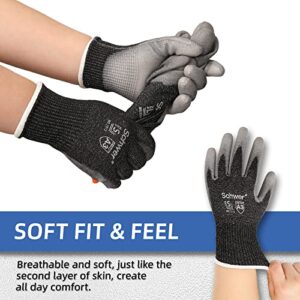 Schwer 8 Pairs Cut Resistant Work Gloves, ANSI A3 Cut Proof Working Gloves with Grip on Palm, for Men & Women, Ideal for General Purpose, Assembly, Auto Repairing (Black, Large)