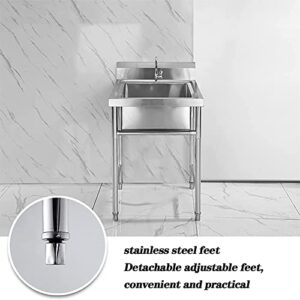 Free Standing Utility Sink Commercial Grade Laundry Tub Culinary Sink for Outdoor Indoor, Garage, Restaurant, Kitchen, Laundry/Utility Room, 304 Stainless Steel 50x50x80cm