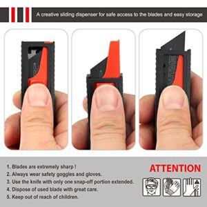 HAUTMEC 20-Pack Utility Knife Blades with a Safety Dispenser, Standard Replacement Blades for Heavy Duty Utility Knives and Box Cutters, Sharper SK2H Black Blades HT0265-2PCS