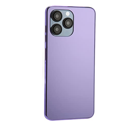 Yoidesu I14pro Cell Phone, 6.1in 1440X3040 HD Face Recognition Smartphone, 4GB RAM + 64GB ROM, Dual SIM, 8MP Front + 16MP Rear Camera, 7000mAh Battery WiFi Mobile Phone Purple