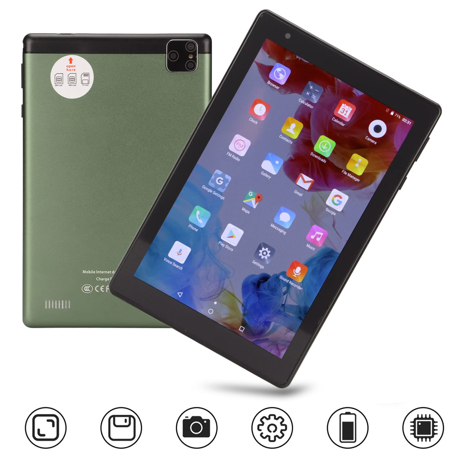 Pomya Tablet, 8 Inch 1280x800 IPS LCD Tablet for Android 5.1, 2GB RAM 32GB ROM Dual Cards Dual Standby Tablet, 4G Network Calling Tablet for Daily Life