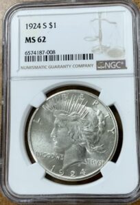 1924 s peace dollar $1 ngc ms-62