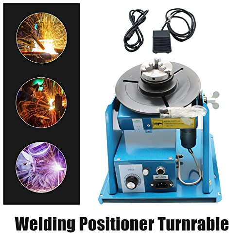 110V 50Hz Rotary Welding Positioner Turntable Table, 10Kg Horizontal Loading Capacity Welder Positioning Turntable, 0-90° Table Turning Angle Welding Positioner Turntable Machine