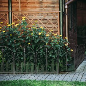 Skcoipsra Decorative Garden Fence 10 Pack, 24in(H) x 10ft(L) Animal Barrier Fence, Rustproof Metal Fencing for Yard, Dog Rabbits Wire Section Garden Edging Border for Yard Patio Garden, Arched