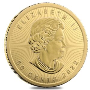 2022 - Current Royal Canadain Mint 50 Cents Canadian Gold Coin. 1 Gram Maple Leaf .9999 Purity Coin. 50 cents Graded By Seller. Uncirculated