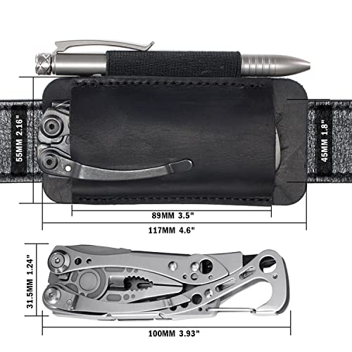 VIPERADE PJ33 Leather Knife Sheaths for Belt, Pocket Knife Holster, Pocket Knife Sheath, Horizontal Leather Knife Belt Holder