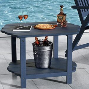 ferfalder adirondack outdoor side table-2 tier irregular patio table oversize outside table for backyard balcony blue