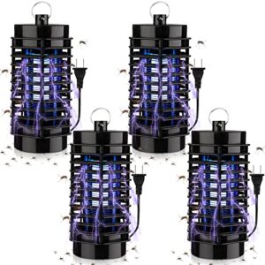 4 pcs summer bug zapper indoor electric mosquito zapper insect fly zapper mosquito trap for indoor outdoor home patio kitchen backyard camping gnat moth fruit fly, black