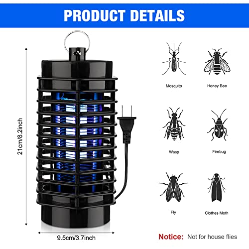 4 Pcs Summer Bug Zapper Indoor Electric Mosquito Zapper Insect Fly Zapper Mosquito Trap for Indoor Outdoor Home Patio Kitchen Backyard Camping Gnat Moth Fruit Fly, Black
