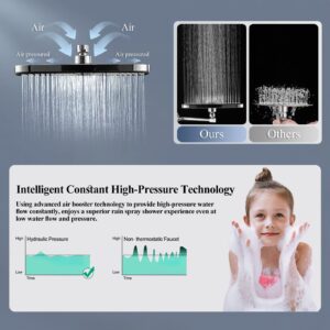 Jcrob 12 Inch Shower Head With Handheld, High-Pressure Rain/Rainfall Shower Heads With 3+1 Settings Handheld Spray, Including 3-Way Diverter, Extension Arm - Height/Angle Adjustable(Chrome)