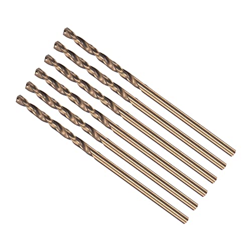 CoCud Twist Drill Bits, 1.8mm Drilling Diameter, Titanium Coated High Speed Steel 6542 Straight Round Shank - (Applications: for Stainless Steel Alloy Metal), 6-Pieces