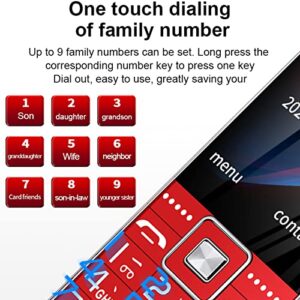 Multifunction Mobile Phone, G600 Mobile Phone, Large Keyboard, Lower Power Consumption, Onetouch SOS Dual Card, Dual Standby for Children at Home (Red)