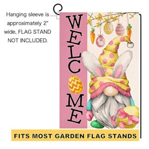 Easter Gnome Garden Flag 12x18 Vertical Double Sided Welcome Spring Easter Eggs Farmhouse Holiday Outside Decorations Burlap Yard Flag BW246