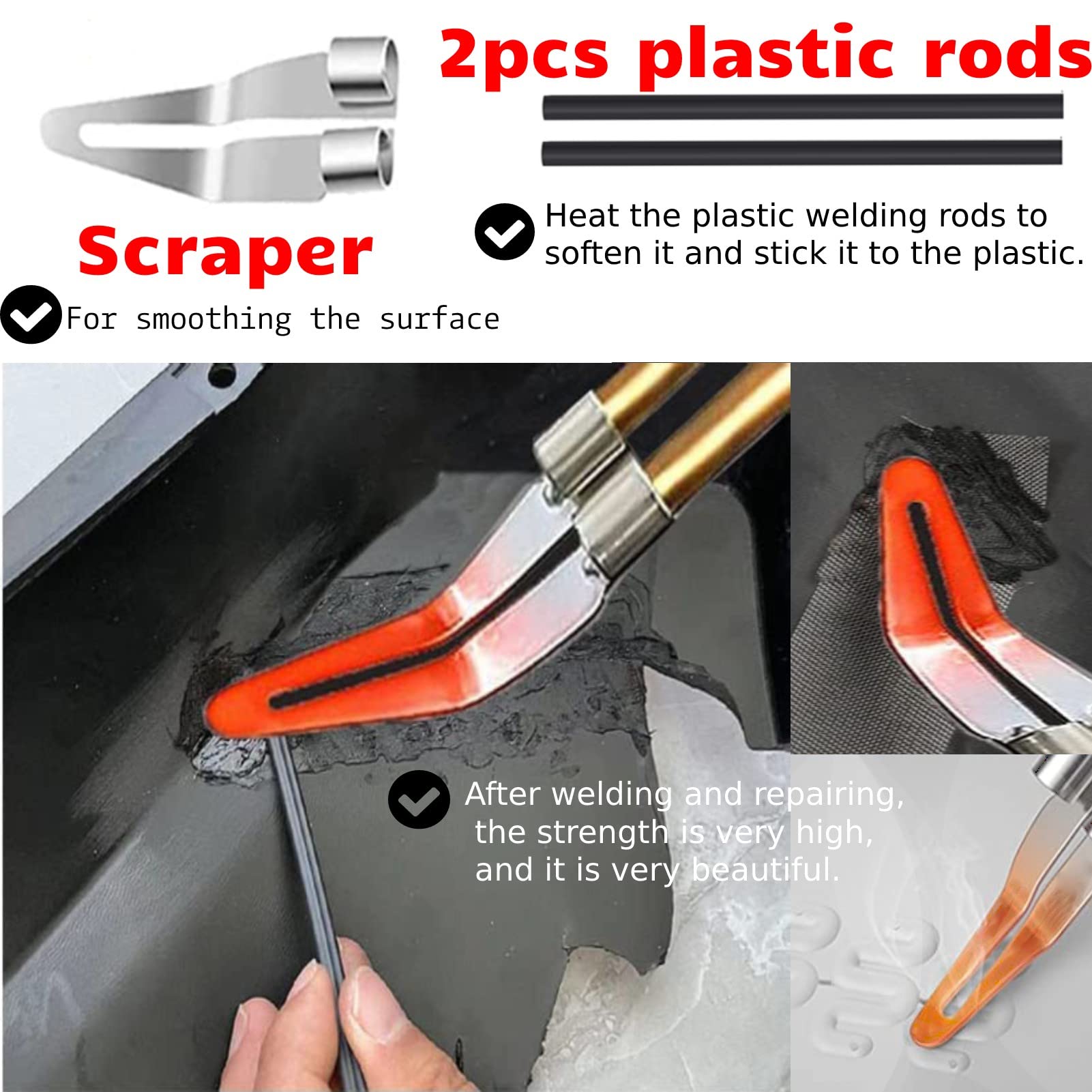 150W Plastic Welder,Plastic Welding Kit with 800pcs Hot Staples,2pcs pp Plastic Welding Rods,knife,Plier, Plastic Welding Machine Plastic Repair Kit for Car Bumper Crack Repair Tools(Red)