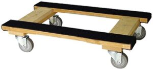 primepack supplies h frame oak 4-wheel movers dolly for moving supplies with full length rubber tread dual rail and gray wheel (18x30)
