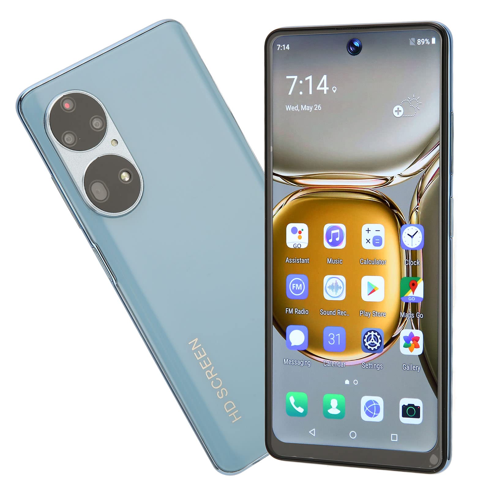 P60pro Mobile Phone, 7 Inch 1440X3040 HD Screen, 4GB and 64GB MT6893 Quad Core, 8MP Rear 16MP Front Cameras, 8000mAh Battery, Cell Phone for Android 11.0 System(USA)