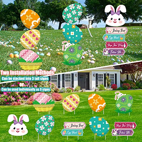 Easter Decorations Outdoor Extra Large Easter Yard Signs with LED Lights Waterproof Giant Easter Eggs for Yard Decor Colorful Easter Yard Stakes Lawn Decorations for Easter Party Supplies