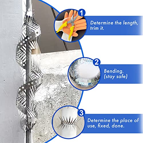 YXYBST Bird Spikes Stainless Steel Fence Spikes for Pigeons Raccoon Snakes Deterrent Spikes Defender for Outside 20Inch