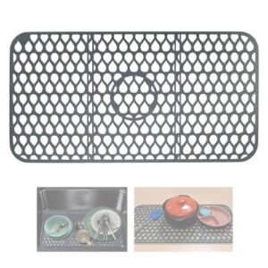kitchen sink protector, sciture non-slip sink protector with cuttable center, foldable farmhouse sink protector for stainless steel/ceramic sinks, heat resistant sink mat (1 pcs, grey, 26"x 14")