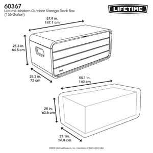 Lifetime 60367 Modern Deck Box, 136 Gallon Outdoor Storage Container, Gray