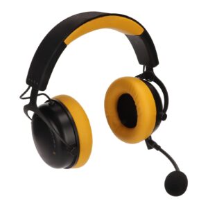 tangxi wireless bt gaming headsets with microphone, rgb light stereo gamers headphones, wired over ear computer headset with mic for pc,switch, phone, tablet(yellow)