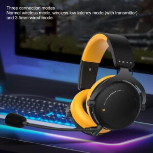 Tangxi Wireless BT Gaming Headsets with Microphone, RGB Light Stereo Gamers Headphones, Wired Over Ear Computer Headset with Mic for PC,Switch, Phone, Tablet(Yellow)