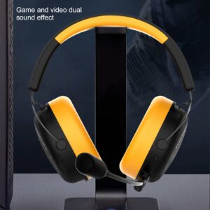 Tangxi Wireless BT Gaming Headsets with Microphone, RGB Light Stereo Gamers Headphones, Wired Over Ear Computer Headset with Mic for PC,Switch, Phone, Tablet(Yellow)