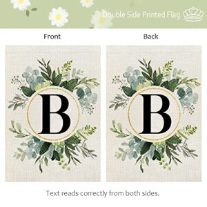 CROWNED BEAUTY Monogram Letter B Garden Flag Floral 12x18 Inch Double Sided for Outside Small Burlap Family Last Name Initial Yard Flag CF764-12