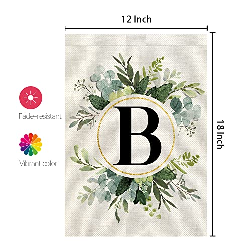 CROWNED BEAUTY Monogram Letter B Garden Flag Floral 12x18 Inch Double Sided for Outside Small Burlap Family Last Name Initial Yard Flag CF764-12