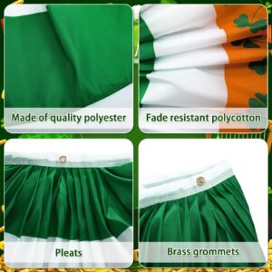 4 Pcs 3 x 6 FT St. Patrick Day Bunting Irish Pleated Ireland Flag Shamrock Patriotic Half Fan Banner Decoration with Grommets for Home Outdoor Indoor Decorations Party Garden