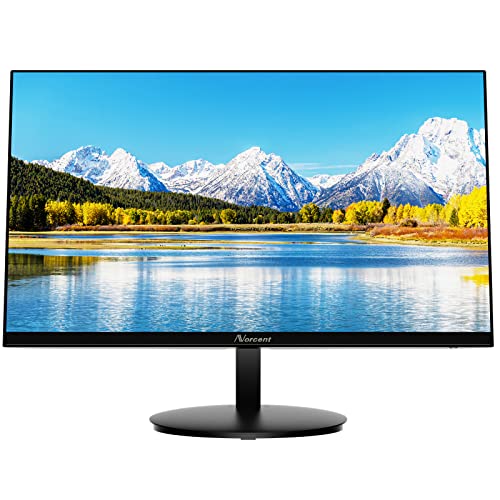 Norcent 24 Inch Computer Frameless Monitor, 75Hz Full HD 1920 x 1080P IPS LED Display, HDMI VGA Port, 178 Degree Viewing Angle Blue Light Filter Function, 100x100mm VESA Mountable, MN24-H